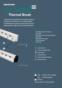 airvent Thermal Break glazed in window vent brochure